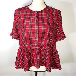 Madewell plaid swing top size large